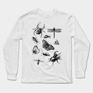 Dramabite Vintage retro scientific bugs insect collection entomologist Long Sleeve T-Shirt